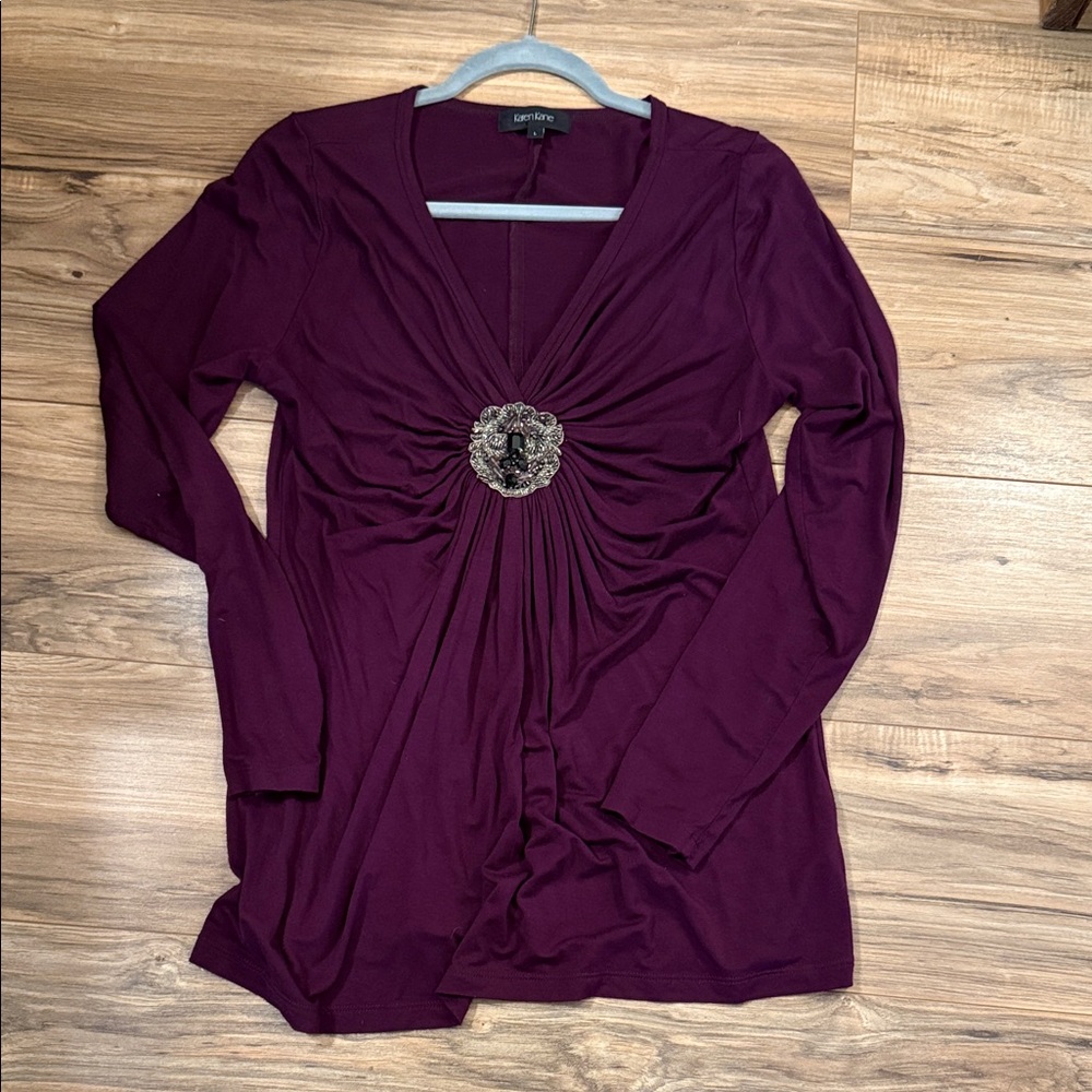 Purple Long Sleeve Top with Embellishment